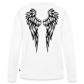 Comic Engel - Frauen Premium Bio Langarmshirt - Weiß - Hinten - Julia (174cm)
