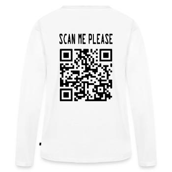 Scanne mich QR Code für Motivation - Frauen Premium Bio Langarmshirt - Weiß - Hinten - Julia (174cm)