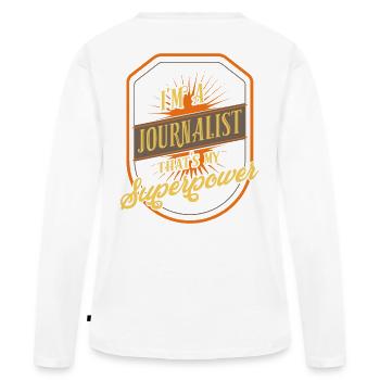 Journalist - Frauen Premium Bio Langarmshirt - Weiß - Hinten - Julia (174cm)