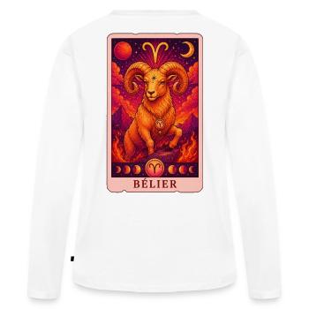 Tarot Bélier - T-shirt manches longues Premium bio Femme - blanc - Dos - Julia (174cm)