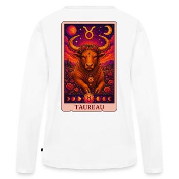 Tarot Taureau - T-shirt manches longues Premium bio Femme - blanc - Dos - Julia (174cm)