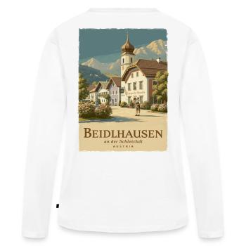 Beidlhausen Poster - Alpen Dorfharmonie - Frauen Premium Bio Langarmshirt - Weiß - Hinten - Julia (174cm)