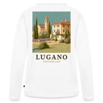 Lugano Villa Panorama - T-shirt manches longues Premium bio Femme - blanc - Dos - Julia (174cm)