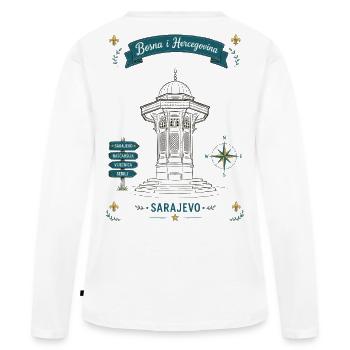 Sarajevo Denkmal Laternen-Motiv - Frauen Premium Bio Langarmshirt - Weiß - Hinten - Julia (174cm)