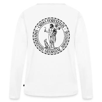 Ordo Forestalis Black - Women's Premium Organic Long Sleeve Shirt - white - Back - Julia (174cm)