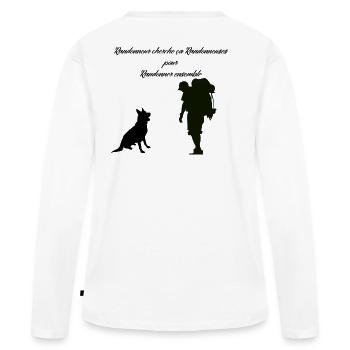 randonneur cherche randonneuse - T-shirt manches longues Premium bio Femme - blanc - Dos - Julia (174cm)