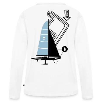 Parcours de régate moderne de voilier Yacht Yacht - T-shirt manches longues Premium bio Femme - blanc - Dos - Julia (174cm)
