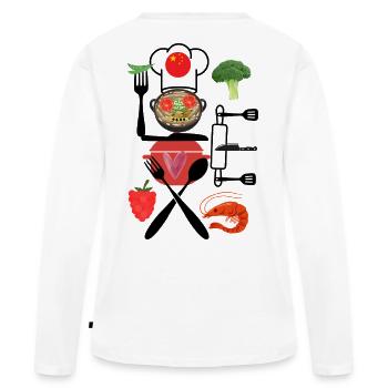 Collage de cuisine chinoise - T-shirt manches longues Premium bio Femme - blanc - Dos - Julia (174cm)