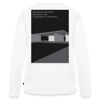 Architecture moderne : Pavillon de Barcelone - T-shirt manches longues Premium bio Femme - blanc - Dos - Julia (174cm)