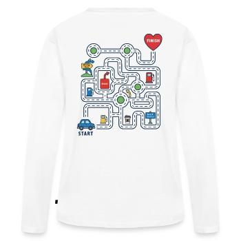 Papa-Navigationssystem, kostenlose Familieninteraktion - Frauen Premium Bio Langarmshirt - Weiß - Hinten - Julia (174cm)