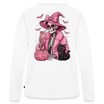 Sorcières : Squelette Glam Rose Halloween - T-shirt manches longues Premium bio Femme - blanc - Dos - Julia (174cm)