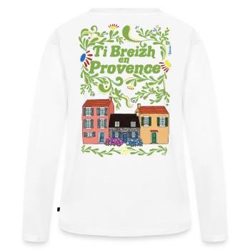 Ti Breizh en Provence - T-shirt manches longues Premium bio Femme - blanc - Dos - Julia (174cm)