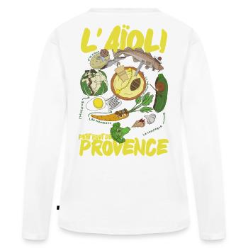 Illustrated Provençal aioli - Women's Premium Organic Long Sleeve Shirt - white - Back - Julia (174cm)