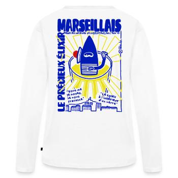 Apéritif Marseillais  - T-shirt manches longues Premium bio Femme - blanc - Dos - Julia (174cm)