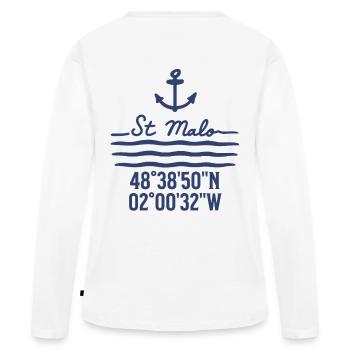 Anchor and Coast of St Malo Contact Details - Women's Premium Organic Long Sleeve Shirt - white - Back - Julia (174cm)