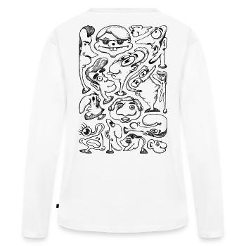 Cartoon Faces - T-shirt manches longues Premium bio Femme - blanc - Dos - Julia (174cm)