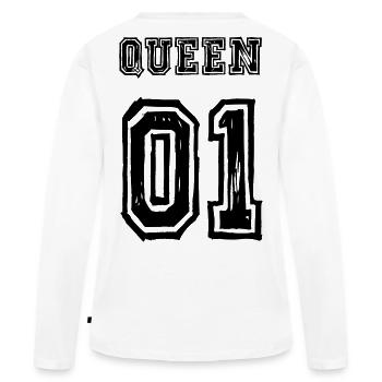 Partenaire de la reine roi amour - T-shirt manches longues Premium bio Femme - blanc - Dos - Julia (174cm)