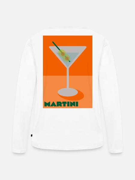 Martini Print - Frauen Premium Bio Langarmshirt - Weiß