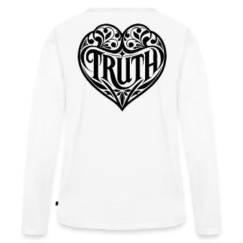 Truth Statement - Women's Premium Organic Long Sleeve Shirt - white - Back - Julia (174cm)
