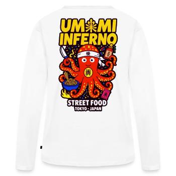 Umami Inferno - Street Food Tokyo - T-shirt manches longues Premium bio Femme - blanc - Dos - Julia (174cm)