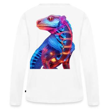 Dragon illuminé au néon - T-shirt manches longues Premium bio Femme - blanc - Dos - Julia (174cm)