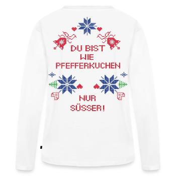 Pfefferkuchen Advent - Frauen Premium Bio Langarmshirt - Weiß - Hinten - Julia (174cm)