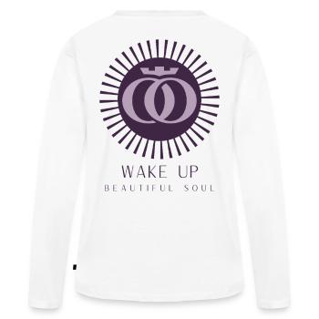 WAKE UP BEAUTIFUL SOUL - Women's Premium Organic Long Sleeve Shirt - white - Back - Julia (174cm)