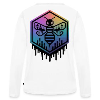 Logo Sound Bee, Honeycomb musical, Conception du club - T-shirt manches longues Premium bio Femme - blanc - Dos - Julia (174cm)