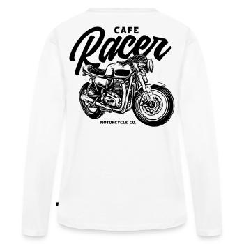 Monochrome Moto-Skizze - Frauen Premium Bio Langarmshirt - Weiß - Hinten - Julia (174cm)