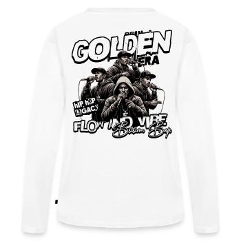 Âge d’or – Héritage du Hip-Hop Boom Bap Streetwear - T-shirt manches longues Premium bio Femme - blanc - Dos - Julia (174cm)