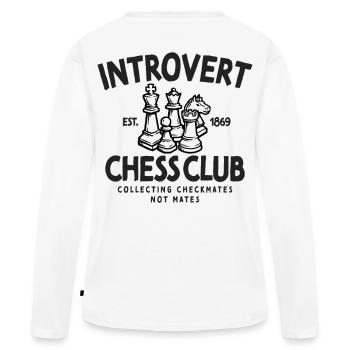 Stratégie d’échec et mat pour les Introvertis - T-shirt manches longues Premium bio Femme - blanc - Dos - Julia (174cm)