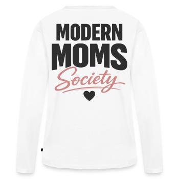 Modern Moms Society stilvolles Mama Statement - Frauen Premium Bio Langarmshirt - Weiß - Hinten - Julia (174cm)