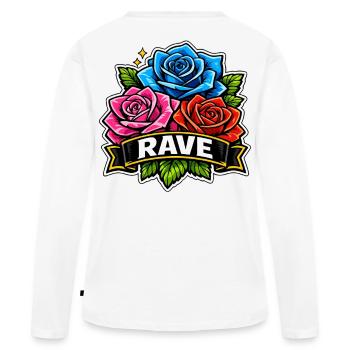 Rave Roses Banner Festival Coloré Vie nocturne - T-shirt manches longues Premium bio Femme - blanc - Dos - Julia (174cm)