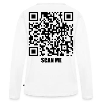 Message de citation – Vous m’avez scanné - T-shirt manches longues Premium bio Femme - blanc - Dos - Julia (174cm)