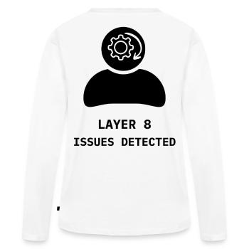 LAYER 8 ISSUES DETECTED - Women's Premium Organic Long Sleeve Shirt - white - Back - Julia (174cm)