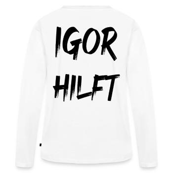 Igor aide - T-shirt manches longues Premium bio Femme - blanc - Dos - Julia (174cm)