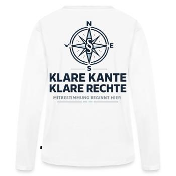 Klare Kante klare Rechte Mitbestimmung - Frauen Premium Bio Langarmshirt - Weiß - Hinten - Julia (174cm)