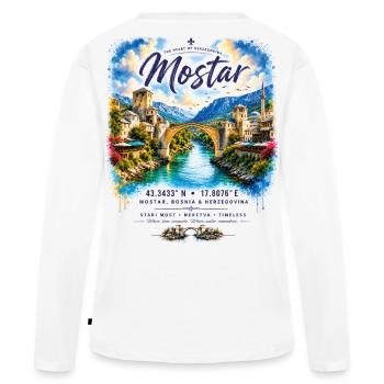 Été de Mostar - T-shirt manches longues Premium bio Femme - blanc - Dos - Julia (174cm)