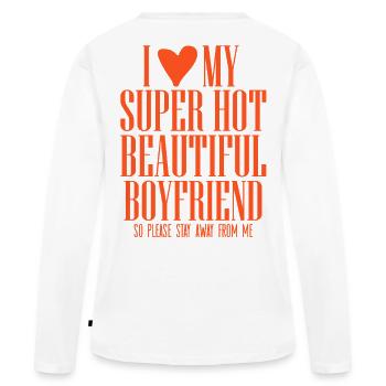 J’adore mon super beau copain Statement Spruch - T-shirt manches longues Premium bio Femme - blanc - Dos - Julia (174cm)