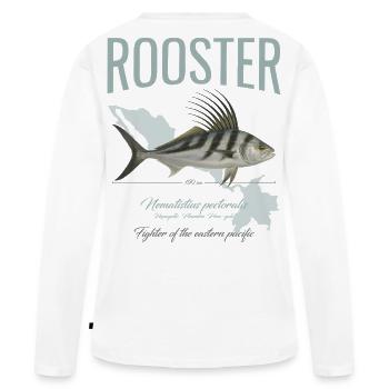 Rooster Fisch Inshore Angeln im Pazifik in Amerika - Frauen Premium Bio Langarmshirt - Weiß - Hinten - Julia (174cm)