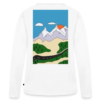 Sunset in mountain landscape - Women's Premium Organic Long Sleeve Shirt - white - Back - Julia (174cm)