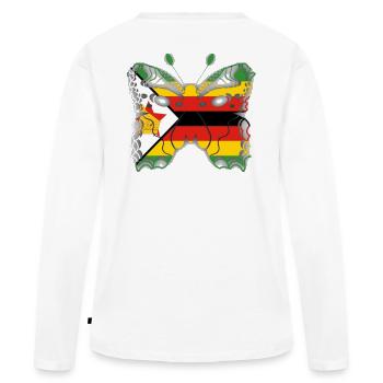 Zimbabwe - Frauen Premium Bio Langarmshirt - Weiß - Hinten - Julia (174cm)