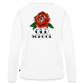 Rose old school - T-shirt manches longues Premium bio Femme - blanc - Dos - Julia (174cm)