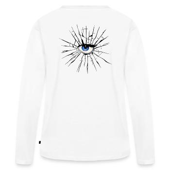 Blaues Auge Glaseffekt zerbrochen - Frauen Premium Bio Langarmshirt - Weiß - Hinten - Julia (174cm)