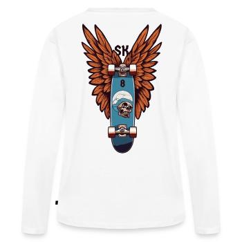 Skater SK8 - Women's Premium Organic Long Sleeve Shirt - white - Back - Julia (174cm)