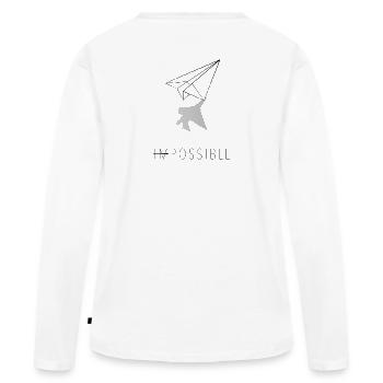 Papierflugzeug IMPOSSIBLE Origami Kunst - Frauen Premium Bio Langarmshirt - Weiß - Hinten - Julia (174cm)