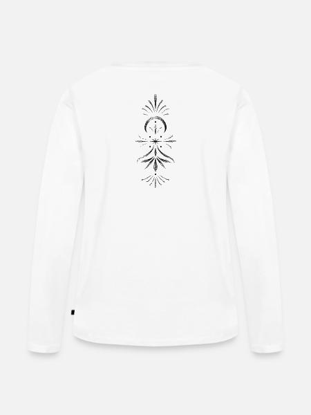 Vertikales Dotwork-Mandala - Frauen Premium Bio Langarmshirt - Weiß