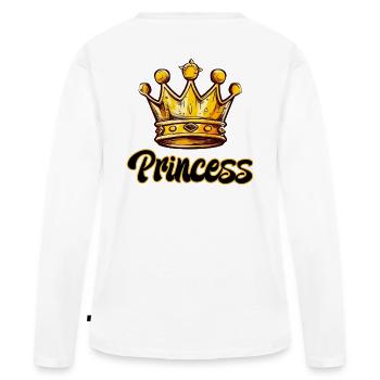 Motif princesse avec grande couronne - T-shirt manches longues Premium bio Femme - blanc - Dos - Julia (174cm)