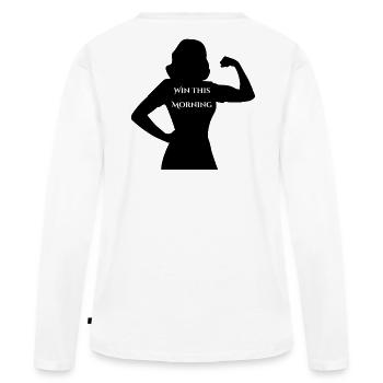 Win this morning - Women's Premium Organic Long Sleeve Shirt - white - Back - Julia (174cm)