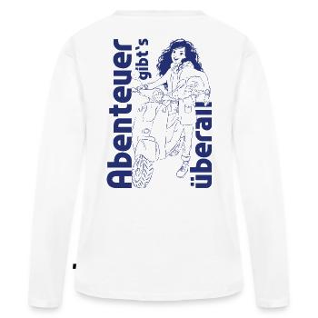 Kira Kolumna Adventure Is Everywhere - Women's Premium Organic Long Sleeve Shirt - white - Back - Julia (174cm)